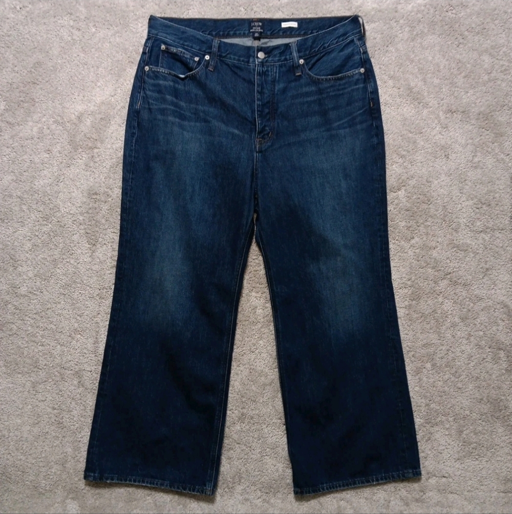 J. Crew Premium Vintage Wide Leg Jeans Size 34 Baggy Button Fly